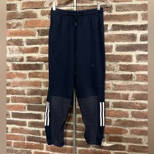 Adidas Mens Blue Joggers With White Stripes Size Small